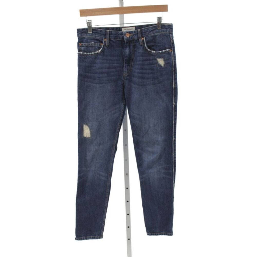 Isabel Marant Etoile Women Straight Jeans Distressed High Rise Blue Size 36